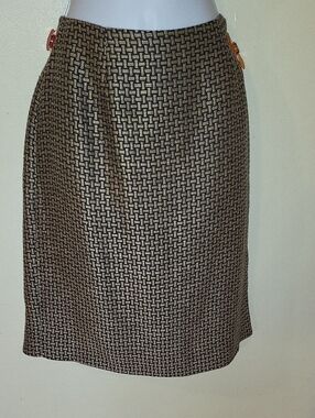 Dana Buchman Black and Gold Geometric Pencil Skirt
